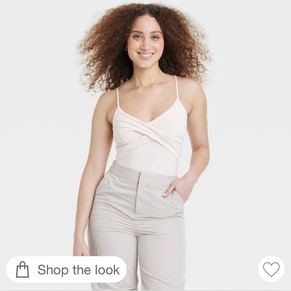 NWT! Women’s Slim-Fit V-Neck Twist Bodysuit from A New Day Cream S